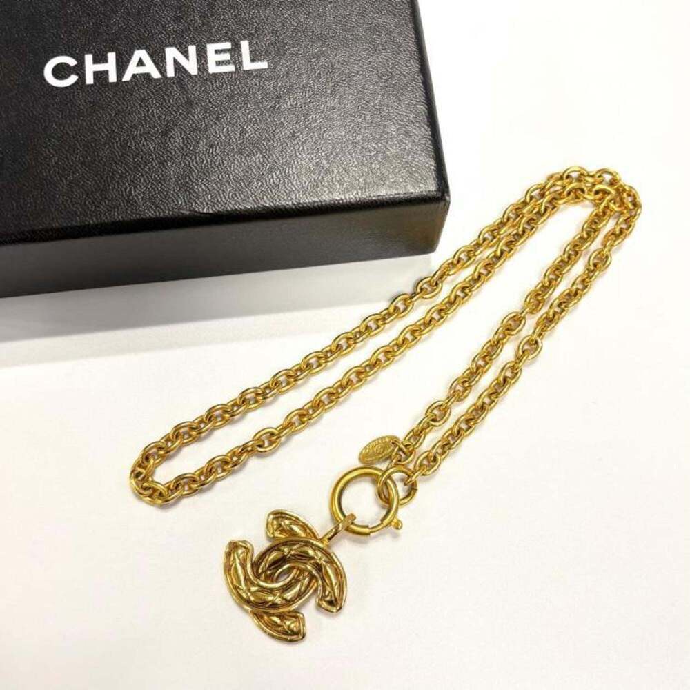 CHANEL Vintage Gold Logo Necklace